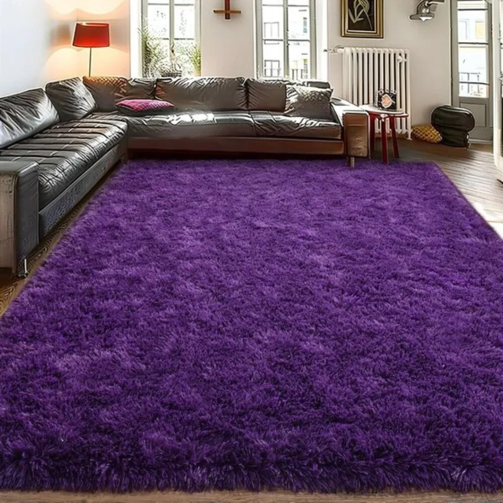 New 8x10 Purple Shag Rug, Ultra Soft Fluffy Non-Slip Carpet for Home, Room Decor